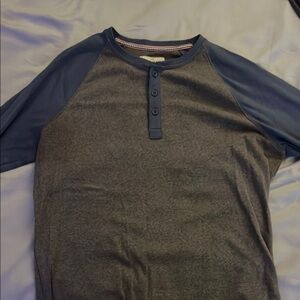 Blue and Gray Casual Button Down Shirt with Classic Design